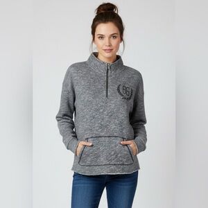 PINK Victoria's Secret Gray/Black Half Zip Pullover Size Large
